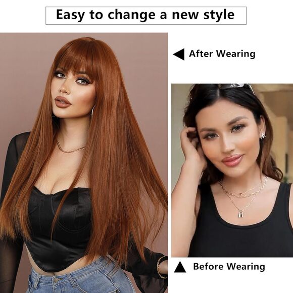 28in Light Brown Wig Natural Heat-Resistant Fiber Synthetic Wigs - Picture 2 of 3